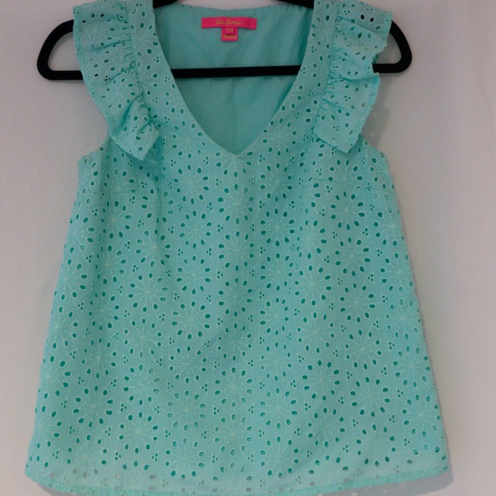 LILLY PULITZER - Lina Eyelet Top - Surf Blue